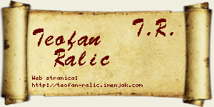 Teofan Ralić vizit kartica